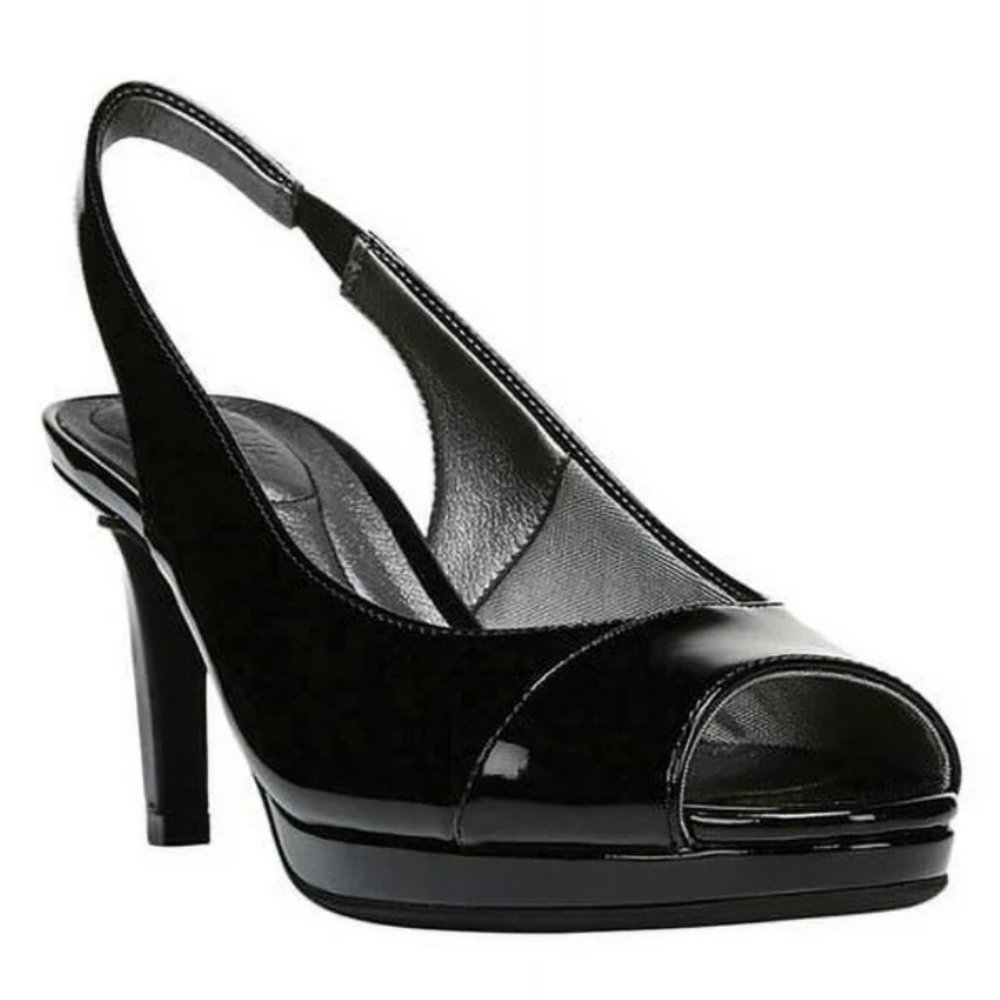 Life Stride Invest Slingback Black Size 6W NWT
